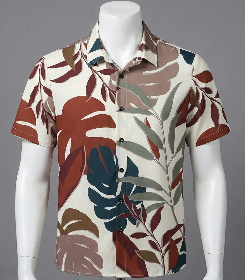 Random Split Leaf Pattern Shirt